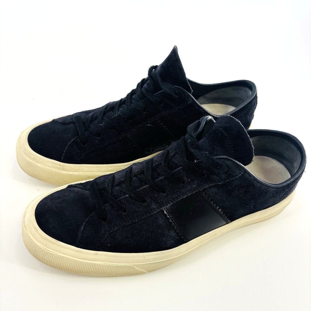 Tom Ford Cambridge Low-Top Sneakers In Suede Men Navy Blue Size 9 US Lace Up